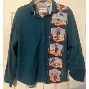 Vintage LOONEY TUNES KARMAN Western Shirt Bugs Bunny Men’s Sz Large USA Clean!